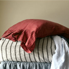 Load image into Gallery viewer, Linen Pillowcase With Ruffles Standard Body Pillow Size. Bed Pillows. Washed & Softened