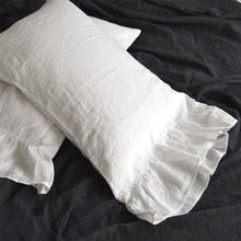 Load image into Gallery viewer, Linen Pillowcase With Ruffles Standard Body Pillow Size. Bed Pillows. Washed & Softened