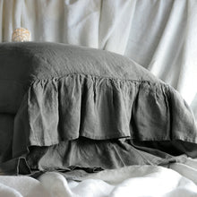 Load image into Gallery viewer, Linen Pillowcase With Ruffles Standard Body Pillow Size. Bed Pillows. Washed & Softened
