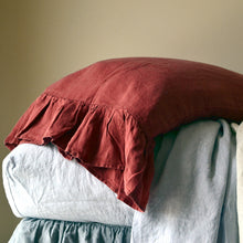 Load image into Gallery viewer, Linen Pillowcase With Ruffles Standard Body Pillow Size. Bed Pillows. Washed & Softened