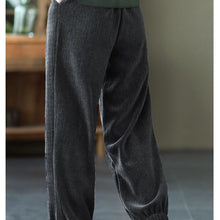 Load image into Gallery viewer, Cotton Harem Pants, Black Trousers for Women, White Pocket Maxi Pants