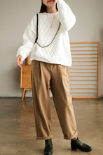 Load image into Gallery viewer, Women Pullover Sweater Crew-neck Sweatshirt, White Tops for Women