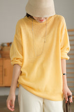 Load image into Gallery viewer, Cashmere White Pullover, Sweater for Women, Crew Neck Long Sleeve Sweater