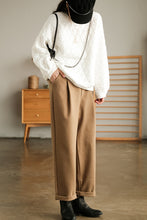 Load image into Gallery viewer, Women Pullover Sweater Crew-neck Sweatshirt, White Tops for Women