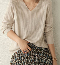 Load image into Gallery viewer, Cotton Sweater for Women, Casual Cropped Sweater, Loose Pullover Sweater