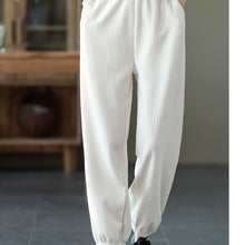 Load image into Gallery viewer, Cotton Harem Pants, Black Trousers for Women, White Pocket Maxi Pants