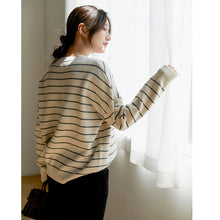 Load image into Gallery viewer, Wool Pullover Sweater for Ladies, Casual Crew-Neck Sweater, Winter Strips Sweater