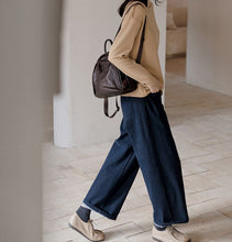 Load image into Gallery viewer, Cotton Wide Leg Jeans , Loose Denim Pants, Blue Wide Leg Trousers