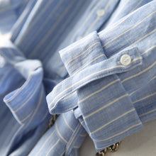 Load image into Gallery viewer, Linen Summer Dresses Blue White Stripe Clothing For Women