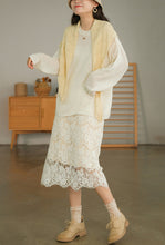 Load image into Gallery viewer, Cashmere White Pullover, Sweater for Women, Crew Neck Long Sleeve Sweater