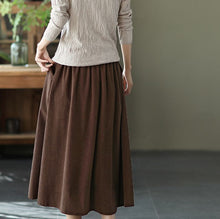 Load image into Gallery viewer, Vintage Cotton Skirt, Loose Skirt with Pocket, Casual Black Skrit,