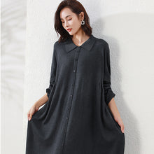 Load image into Gallery viewer, Winter Long Sleeve Dress, Wool Dresses for Women, Causal Long Button Up Dress