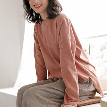 Load image into Gallery viewer, Long Sleeve Shirt for Women, Casual Tops for Women, Loose Cotton Shirt