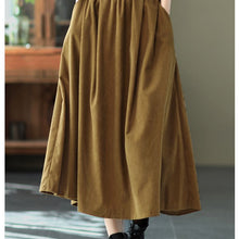 Load image into Gallery viewer, Vintage Cotton Skirt, Loose Skirt with Pocket, Casual Black Skrit,