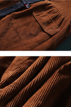 Load image into Gallery viewer, Mid-length Retro Winter Padded Warm Corduroy Casual Coat Women's Hooded Green Trench Coat Corduroy Over coat