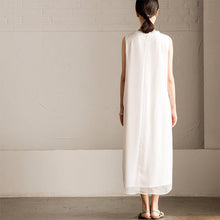 Load image into Gallery viewer, Art Embroidered White Simple Long Dress Summer Women Dress Q295A - FantasyLinen
