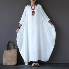 Load image into Gallery viewer, White Bat Sleeve Causel Long Dress Plus Size Oversize Women Clothes 1638
