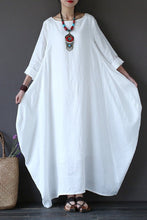 Load image into Gallery viewer, White Bat Sleeve Causel Long Dress Plus Size Oversize Women Clothes 1638 - FantasyLinen
