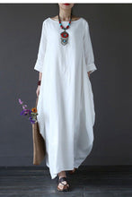 Load image into Gallery viewer, White Bat Sleeve Causel Long Dress Plus Size Oversize Women Clothes 1638 - FantasyLinen
