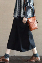 Load image into Gallery viewer, Black Culottes Wide-legged Pants Causel Women Clothes - FantasyLinen