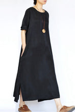 Load image into Gallery viewer, Summer Thin Black Heavy Copper Ammonia Silk Dresses Caftans Gown - FantasyLinen
