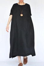 Load image into Gallery viewer, Summer Thin Black Heavy Copper Ammonia Silk Dresses Caftans Gown - FantasyLinen