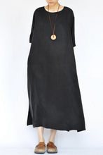 Load image into Gallery viewer, Summer Thin Black Heavy Copper Ammonia Silk Dresses Caftans Gown - FantasyLinen