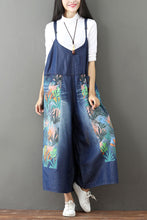 Load image into Gallery viewer, Vintage Floral Printed Casual Loose Denim Overalls Jumpsuits For Women Q6516