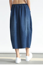 Load image into Gallery viewer, 2018 Denim Pocket Cotton Skirt Simple Women Clothes Q0501A - FantasyLinen
