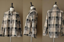 Load image into Gallery viewer, Check Cotton Linen Shirt Women Tops Fashion Clothes LR825 - FantasyLinen
