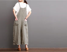 Load image into Gallery viewer, Cotton Linen Sen Department Causel Loose Overalls Big Pocket Maxi Size Trousers Women Clothes - FantasyLinen