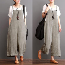 Load image into Gallery viewer, Cotton Linen Sen Department Causel Loose Overalls Big Pocket Maxi Size Trousers Women Clothes - FantasyLinen
