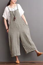 Load image into Gallery viewer, Cotton Linen Sen Department Causel Loose Overalls Big Pocket Maxi Size Trousers Women Clothes - FantasyLinen
