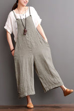 Load image into Gallery viewer, Cotton Linen Sen Department Causel Loose Overalls Big Pocket Maxi Size Trousers Women Clothes - FantasyLinen
