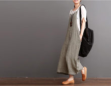 Load image into Gallery viewer, Cotton Linen Sen Department Causel Loose Overalls Big Pocket Maxi Size Trousers Women Clothes - FantasyLinen