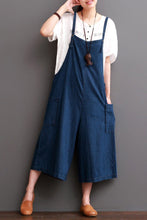 Load image into Gallery viewer, Cowboy Blue Causel Loose Overalls Big Pocket Trousers Women Clothes - FantasyLinen