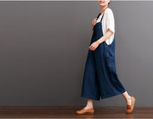 Load image into Gallery viewer, Cowboy Blue Causel Loose Overalls Big Pocket Trousers Women Clothes - FantasyLinen