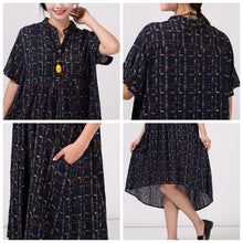 Load image into Gallery viewer, Women's Stand Collar Cotton Colored printed Dress