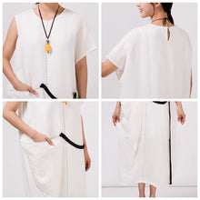 Load image into Gallery viewer, 100%Linen White Long Dress For Women
