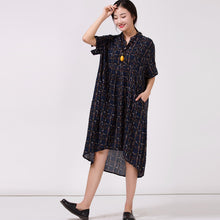 Load image into Gallery viewer, Women's Stand Collar Cotton Colored printed Dress