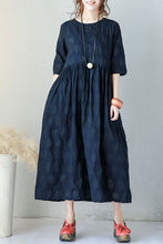 Load image into Gallery viewer, Blue Plus Size Casual Cotton Linen Dresses For Women Q9043 - FantasyLinen