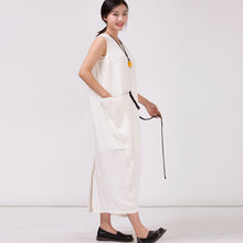 Load image into Gallery viewer, 100%Linen White Long Dress For Women