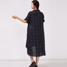 Load image into Gallery viewer, Women's Stand Collar Cotton Colored printed Dress