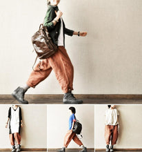 Load image into Gallery viewer, Gray and Orange Purple Turnip Pants Causal Linen Long Pants women Clothes LR465 - FantasyLinen