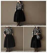 Load image into Gallery viewer, Green Check Cotton Shirt Women Tops Fashion Clothes LR891 - FantasyLinen