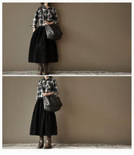 Load image into Gallery viewer, Green Check Cotton Shirt Women Tops Fashion Clothes LR891 - FantasyLinen