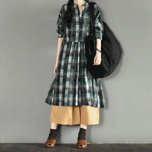 Load image into Gallery viewer, Green Square Maxi Size Dress Plus Size Fashion Women Clothes - FantasyLinen