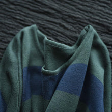 Load image into Gallery viewer, Green Stripe Long Cotton Top Loose Sweater Dress Women Clothes S230A - FantasyLinen
