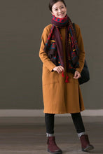 Load image into Gallery viewer, FantasyLinen Women High Neck Casual Loose Basic Long Sleeve Dress Q3570A - FantasyLinen