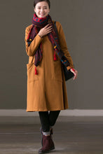 Load image into Gallery viewer, FantasyLinen Women High Neck Casual Loose Basic Long Sleeve Dress Q3570A - FantasyLinen